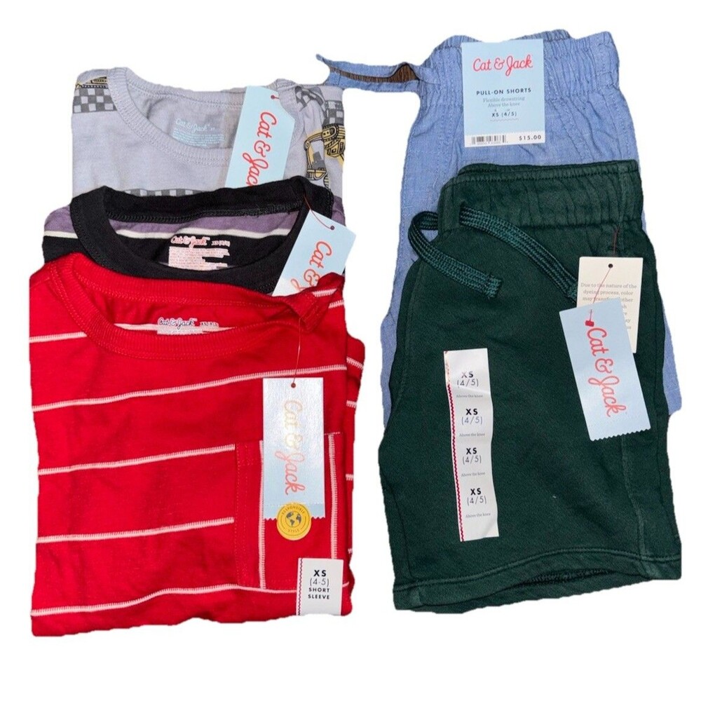Cat & Jack Boy’s 4/5 Clothing Lot NWT Shirt Shorts